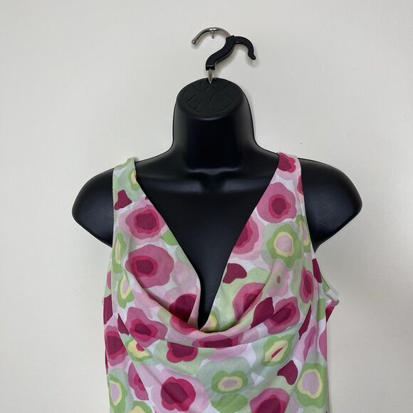 Vtg STUDIO Y Women's Sheer Floral‎ Retro Mod Tank Blouse Y2K Babydoll Funky Sz L - Picture 2 of 6